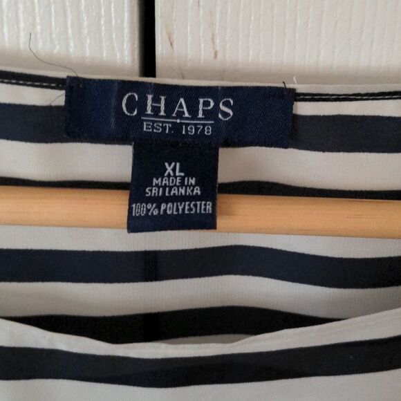 Like New Chaps Women's Blouse Striped Top With Cinch Waist - Picture 2 of 8